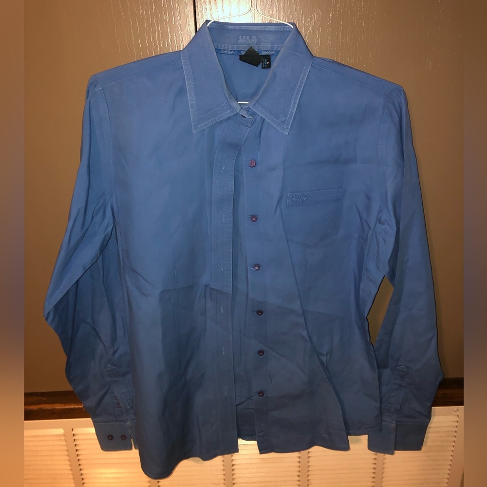 Cruel Girl sky blue ladies button down. Size L